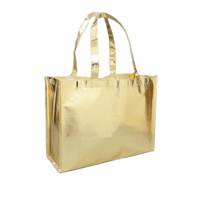 China Eco-friendly Ribbon Matte Cheap Small Trolley Nonwoven Foil Shopping Bag With Button for sale