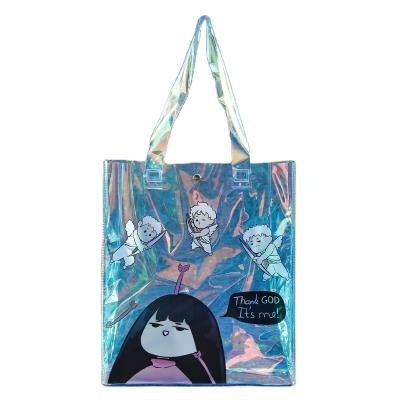 China OEM Tote Bag Pvc Fashion Holographic Shopping PVC Laser PVC Bag Custom Handle Shoulder Bag Eco-friendly for sale