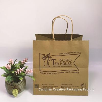 China Custom Printing Flat Bottom Recyclable Colored Biodegradable Recycle Kraft Paper Bag With Twisted Handle for sale