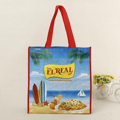 China Eco - Friendly Promotional Folding PP Laminated Woven Bag With PP Webbing Handles for sale