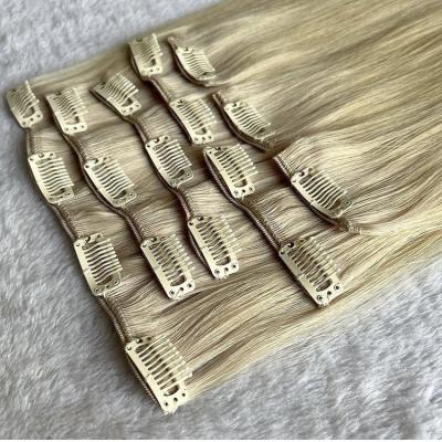 China 100% new unprocessed cost effective price type Russian clip in hair extensions weft for sale