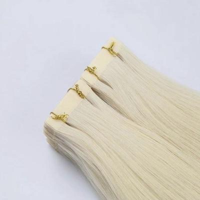 China 100% unprocessed top quality real russian regular tape in hair cuticle aligned extensions double drawn for sale