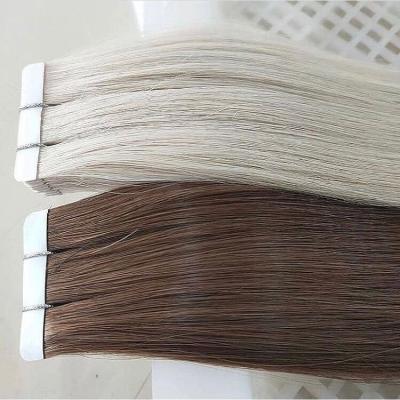 China 100% real unprocessed custom top quality russian regular tape in hair cuticle aligned extensions for sale