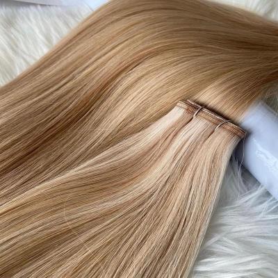 China 100% Unprocessed Russian Hair Cuticle Aligned Remy Virgin Flat Weft Double Drawn Hair Extensions for sale