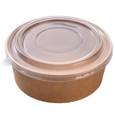 China 20oz Disposable Take Out Disposable Paper Salad Bowl With Plastic Lid for sale