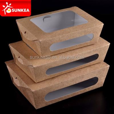 China Disposable Custom Printed Take Away Kraft Paper Salad Paper Box for sale