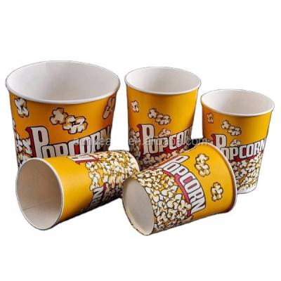 China Biodegradable Popcorn Cup Multi Size Custom Printed Paper Disposable Food And Beverage Packaging Biodegradable Liner Single Wall UV Engraving for sale