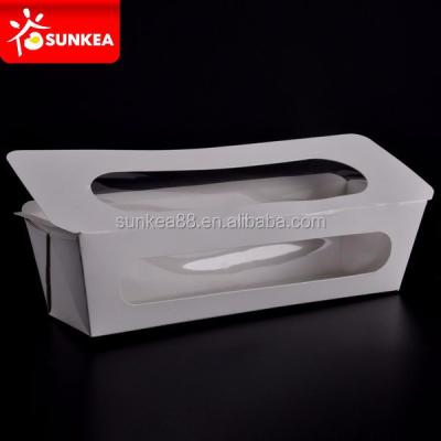 China Clear French Disposable Heat Sealing Baguette Bread Box With Engrave Window Food And Beverage Packaging Disposable UV Coating Varnish for sale