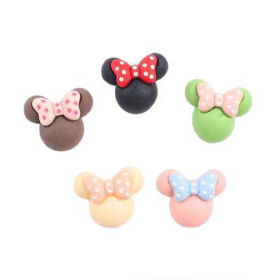 China 100pcs Kawaii Flatback Resin Mouse Bow Head Cabochons Christmas Ornament Decoration Kids Hair DIY 18*22mm Flat Back Home Bow for sale