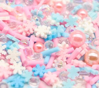 China Modern; Kawaii. Mixed Christmas Series Blue Pink White Snowflakes To Nail Thin Clay Slices Soft Pottery Flakes Elegance Temperament Nail Jewelry for sale