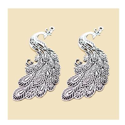 China 100pcs Cartoon Animals Antique Silver Color Peacock Pendant Charm For Jewelry Making DIY Jewelry Findings MM for sale