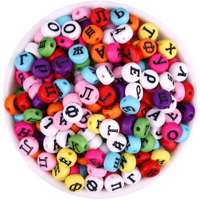 China Cute Mixed Color Flat Round Acrylic Russian Alphabet Letter Beads Loose Spacer Charms For Jewelry Making Findings Supplier for sale