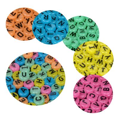 China 500g/Bag 5*10MM Cute Luminous Acrylic Plastic Alphabet Beads Flat Round Loose Spacer Letter Charms For Jewelry Making Findings for sale