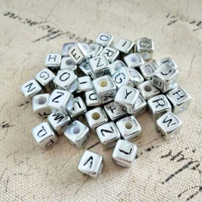 China Other Acrylic Bead Spacer Bead Jewelry Alphabet 6mm Metallic Square Cube Letter Charm In Making 500g for sale