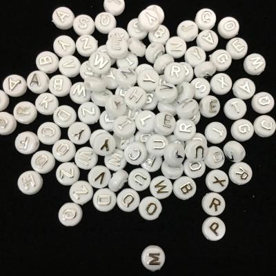 China Other New Fashion Loose White Round Letter Beads Painted By Handwork For Kids Jewelry Making Decoration for sale