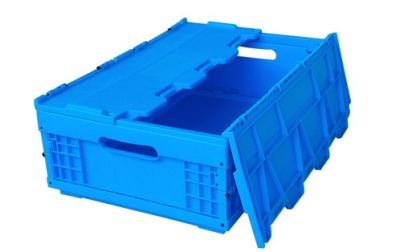 China Attached Lid Collapsible Handheld Plastic  Containers &  Standard Folding Crates, Collapsible Crates, Ergonomi for sale