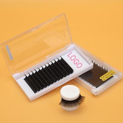 China Mevo Private Label Faux Mink Synthetic Individual Dark Matte Ellipse 0.20D Soft Volume 0.15 Full Volume Flat Eyelash Extensions Premium for sale