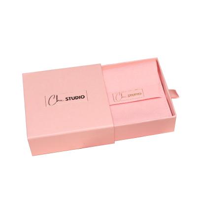 China Pink Cardboard / Drawer Paper Jewelry Box With Super Fiber Pockets Customized Logo for sale