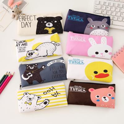 China Wholesale Whosale Cartoon Pencil Case Canvas Printing Stationery School Bag Creative Customized Logo Cheap Large Capacity for sale