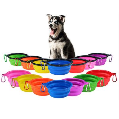 China Sustainable Dog Food Water Feeding Portable Travel Bowl Collapsible Silicone Band Collapsible Dog Pet Feeding Bowl for sale