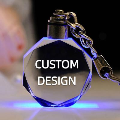 China For promotional cheap custom car key chain 3d laser engraved car logo key chain led light crystal key chain for sale