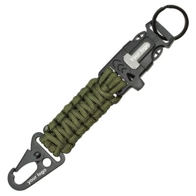 China Firestarter Whistle Paracord Carabiner Survival Key Chain Rise for Hiking, Camping, Hunting, Fishing, Boy Scouts, Outdoor Emergency for sale