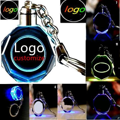 China For Promotional Custom 3d Laser Engraving Crystal LED Car Logo Key Chain For Gifts for sale