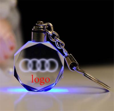 China For Promotional Custom 3D Laser Engraving Car Logo LED Crystal Keychain For Gifts for sale