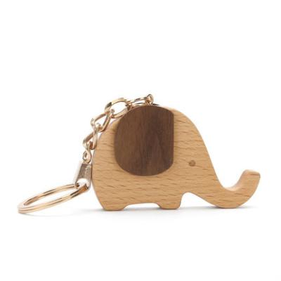 China For Promotional 3D Design Cute Animal Elephant Wooden Key Chain With Custom Logo for sale