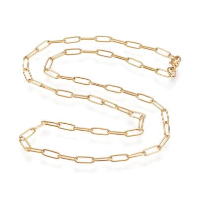 China Pandahall 3.5mm Stainless Steel Gold Necklace Making 304 Stainless Steel Paperclip Chains for sale