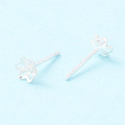 China FASHIONABLE Pandahall Half Drilled Beads Flower 925 Sterling Silver Stud Earring Findings for sale