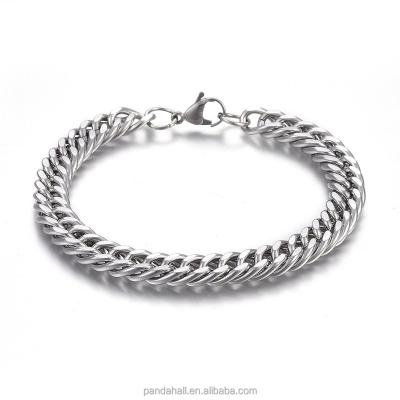 China The Other PandaHall 23cm 304 Stainless Steel Cuban Link Chain Bracelets for sale