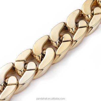 China PandaHall CCB Plastic Handmade Plastic Binding Ring Golden Curb Chains for sale