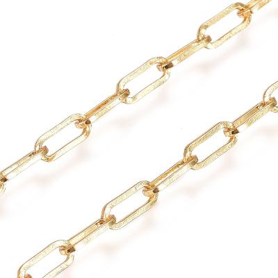 China Pandahall Brass Real 18K Gold Plated Drawn Oval Paperclip Cable Chains 15X15X10 Cm for sale