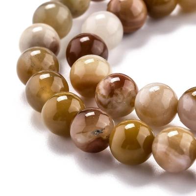 China Round Natural Stone PandaHall 6.5mm Agate Petrified Wooden Beads for sale