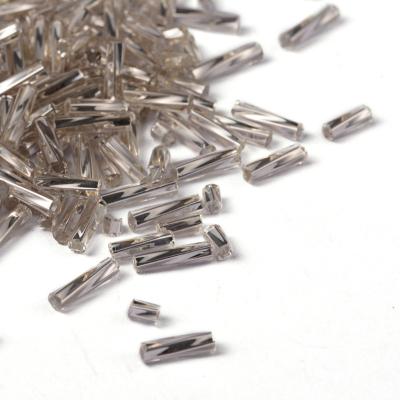 China Crystal PandaHall 6mm White Glass Bugle Seed Silver Striped Twisted Beads for sale