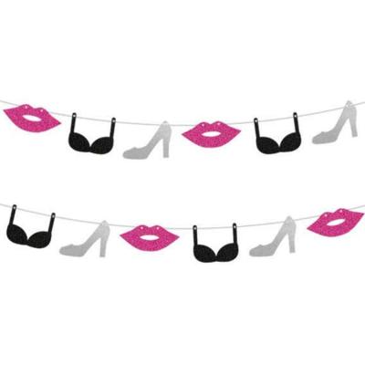 China Quality Card Paper Bra Lips Hen Party Wedding Decoration Bridal Shower Bachelorette Banner for sale