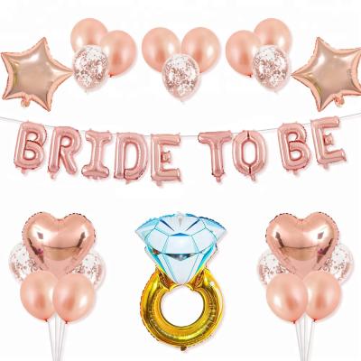 China Wedding Decorations Kit Bridal Shower Ring Balloons Rose Gold Pink Bachelorette Party Decoration for sale