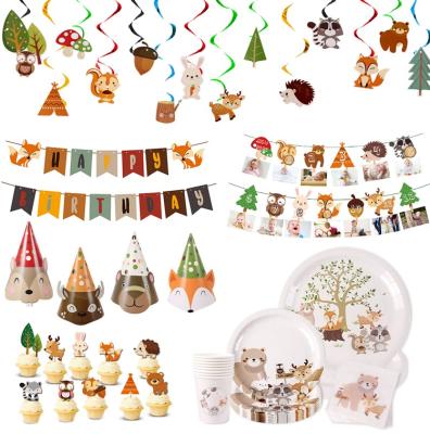 China Animal Jungle Forest Little Animal Paper Woodland Cupcake Toppers For Kids Birthday Party Decorations Party Supplies for sale