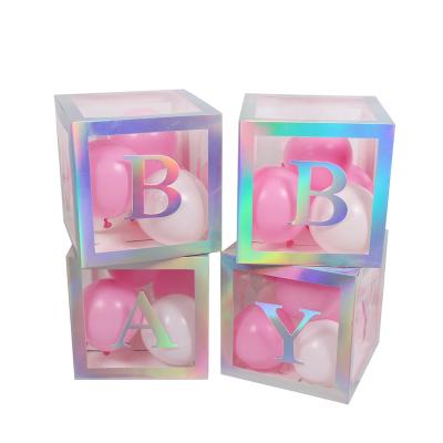 China Paper and PVC Baby Shower Party Decoration Supplies Birthday Event and Party Supplies Foil and White Paper Baby Announcement Gift Box for sale