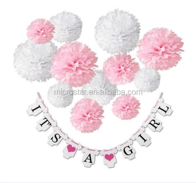 China Festival Decoration Pink Design Baby Newborn It's Girl Banner Party Baby Shower Decorations For Girl for sale