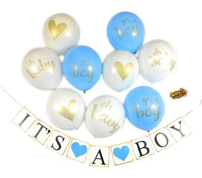 China Quality Card Paper Baby Boy Balloon It's Blue Boy Banner Baby Shower Boy Party Decorations for sale