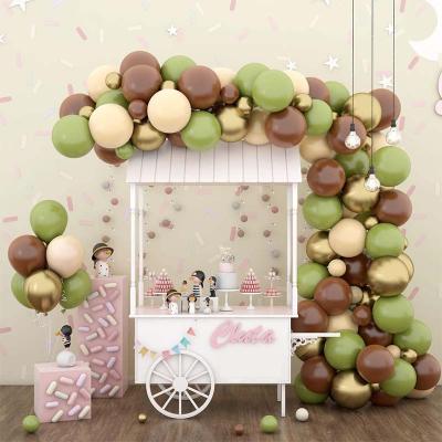 China Plastic Balloon Garland Arch Kit Olive Green, White, Gold Latex Balloons Set for Wedding Birthday Decorations for sale