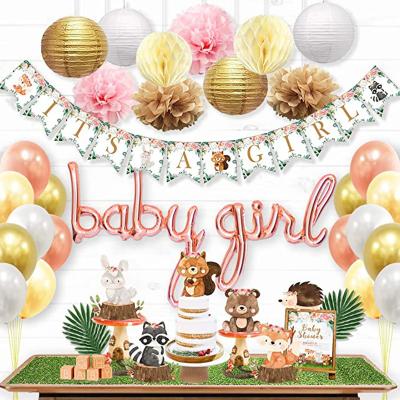 China Best Selling Durable Amazon Woodland Baby Shower Girl Baby Shower Party Decorations Baby Shower Party Supplies for sale