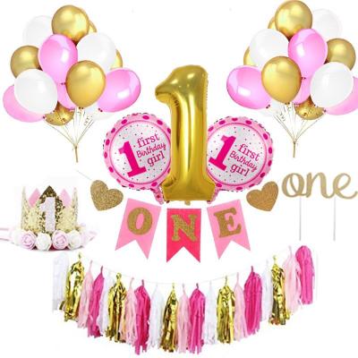 China Girl's 1st Birthday Party Decorations Girl's Cake Topper Baby Shower Hat 1st Birthday Decorations for sale