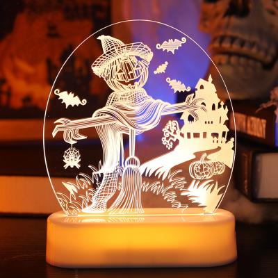 China Modern 3D Halloween Decoration Lights Acrylic 3D USB Led Light Led Night Lamp Landscape Decoration Gifts LED Home Lights For Gifts for sale