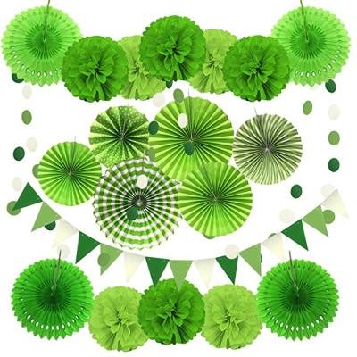 China Latex Green and White Birthday Decoration Set Happy Birthday Banner Bunting for Birthday Party Decorations for sale