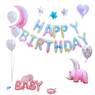 China Birthday Party Decoration Happy Birthday Balloons Alphabet Letters Hanging Birthday Party Supplies Decorations Kids Rainbow Foil Balloons for sale