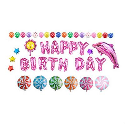 China Quality Card Paper Cute Pink Birthday Party Balloons Place HAPPY BIRTHDAY Letters Balloons Birthday Celebration Balloons Supplies for sale