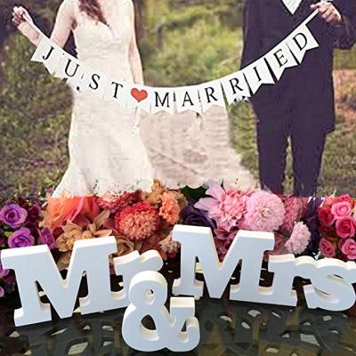 China Wedding Decoration Just Married Paper Banner with White Mr. and Mrs. PVC Alphabet Letter Wedding Props for Party Decoration Wedding Supplies for sale